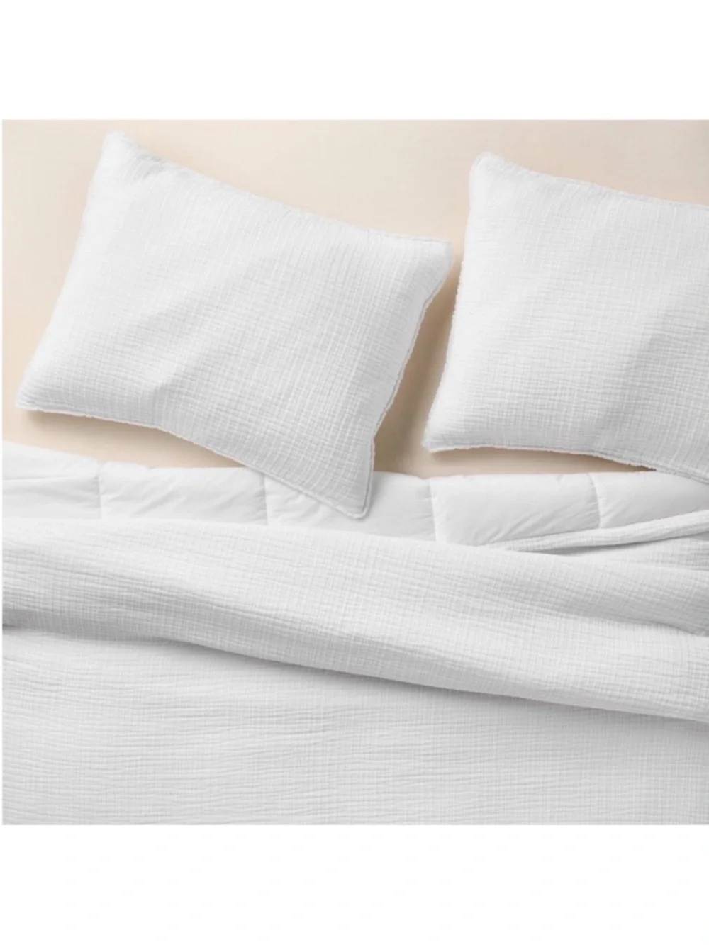 NWT Full/Queen Textured Chambray Comforter & Sham Set White - Casaluna